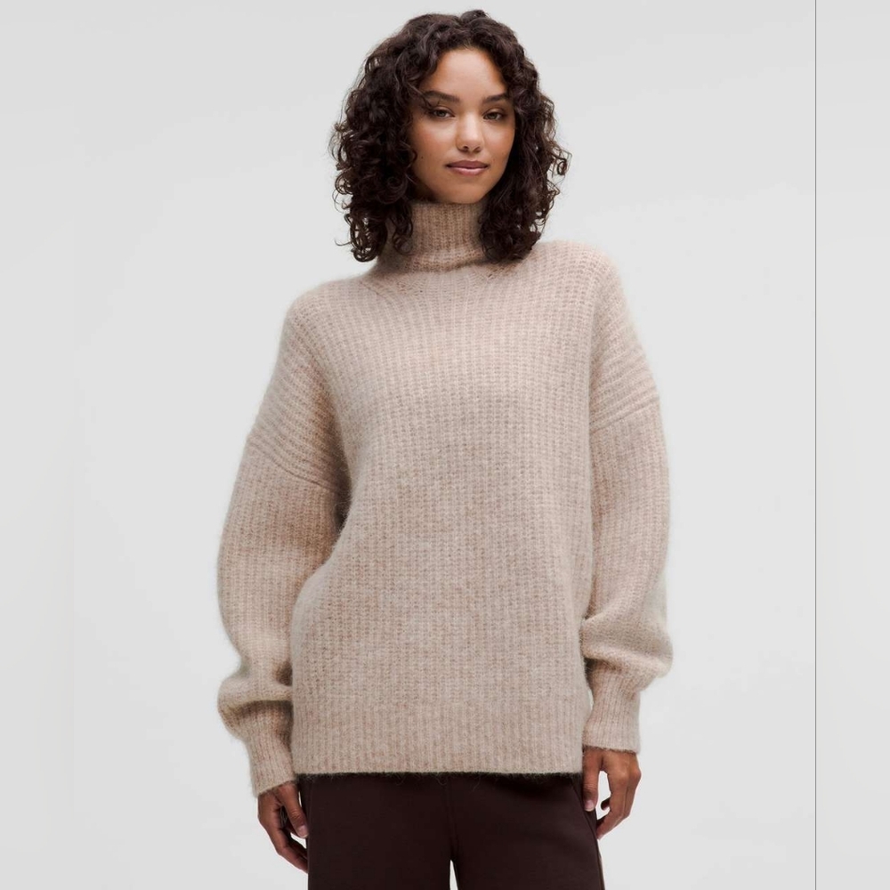 Lululemon Alpaca Wool-Blenc Funnel-Neck Sweater Heathered Crepe